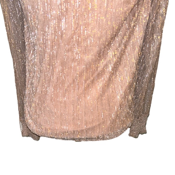 Joie Metallic Striped Gold Silver Tie Neck Blouse - M - Picture 9 of 14